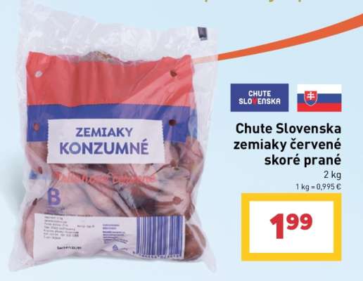 Chute Slovenska zemiaky červené skoré prané