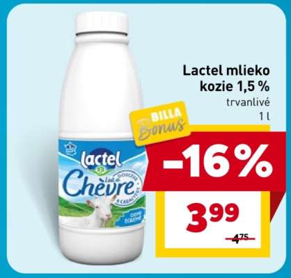 Lactel mlieko kozie 1,5 % trvanlivé 1 l
