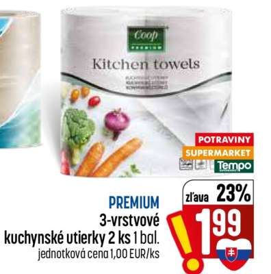 PREMIUM 3-vrstvé kuchynské utierky 2 ks 1 bal.