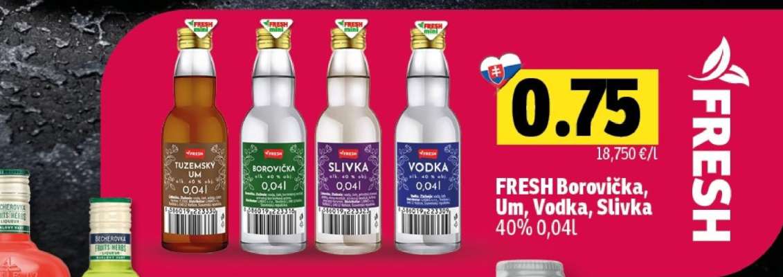 FRESH Borovička, Um, Vodka, Slivka