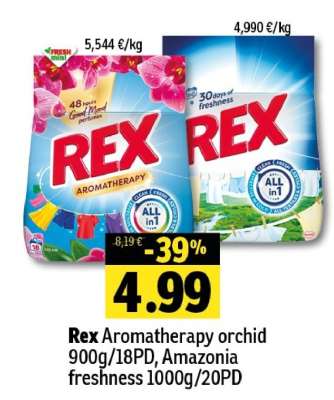 Rex Aromatherapy orchid 900g/18PD, Amazonia freshness 1000g/20PD
