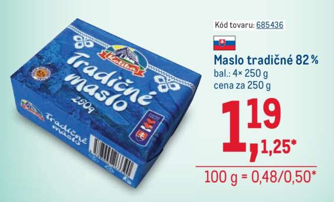 Maslo tradičné 82 %