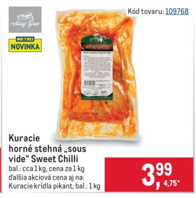Kuracie horné stehná „sous vide“ Sweet Chilli