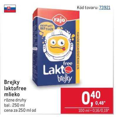 Brejky laktofree mlieko