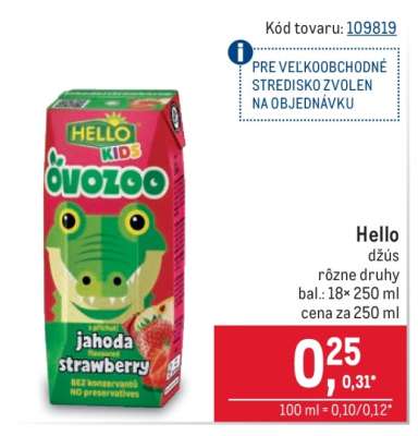 Hello džús rôzne druhy