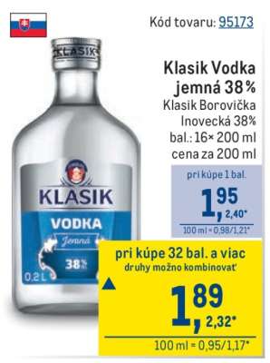 Klasik Vodka Jemná 38%