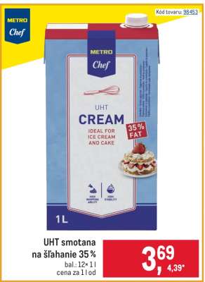 UHT smotana na šľahanie 35 %