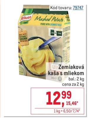 Zemiaková kaša s mliekom