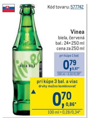 Vinea biela, červená bal.: 24× 250 ml cena za 250 ml
