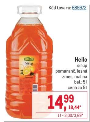 Hello sirup pomaranč, lesná zmes, malina