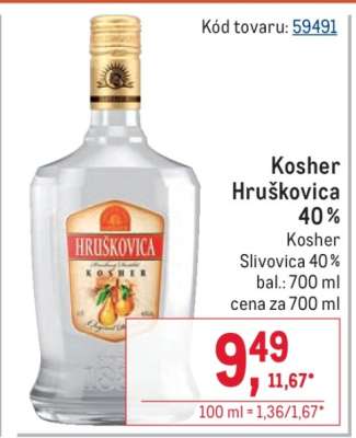 Kosher Hruškovica 40 %