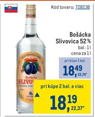 Bošácka Slivovica 52 %