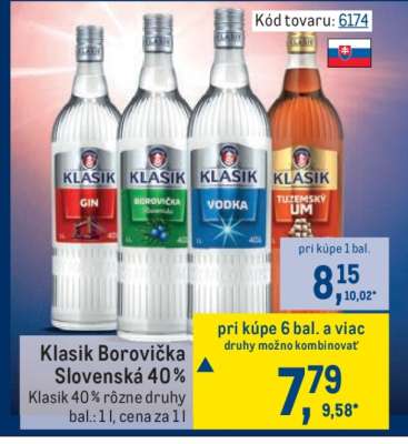 Klasik Borovička Slovenská 40 %