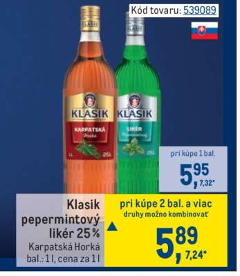 Klasik pepermintový likér 25 %