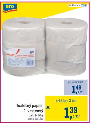 Toaletný papier 1-vrstvový
