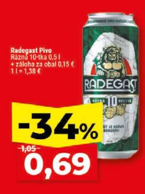 Radegast Pivo Rázná 10-tka 0,5 l