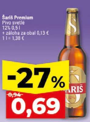 Šariš Premium Pivo svetlé