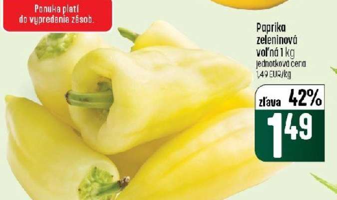 Paprika zeleninová voľná