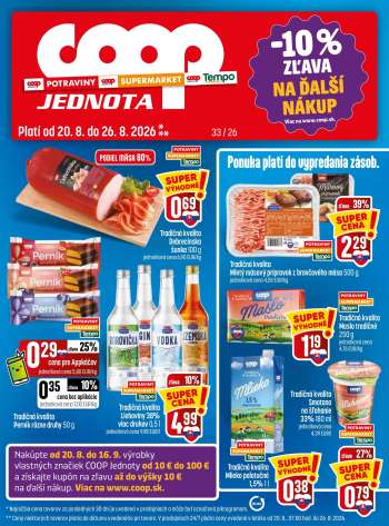 Leták COOP Jednota - 20.8.2026 - 26.8.2026.