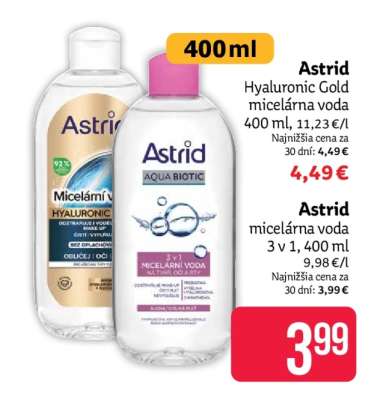 Astrid micelárna voda 3 v 1, 400 ml