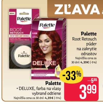 Palette Deluxe farba na vlasy, vybrané odtiene