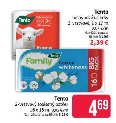 Tento kuchynské utierky 3-vrstvové, 2 x 17 m