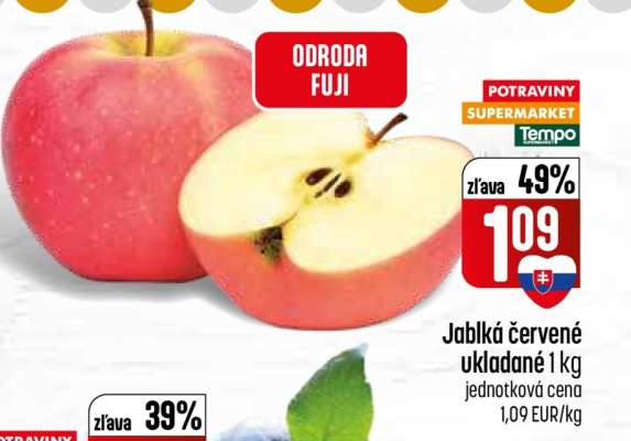 Jablká červené ukladané 1 kg