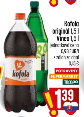 Kofola 1,5 l / Vinea 1,5 l