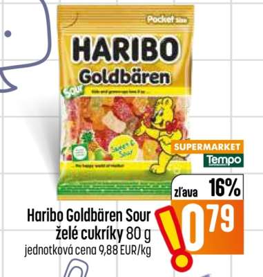 Haribo Goldbären Sour želé cukríky 80 g