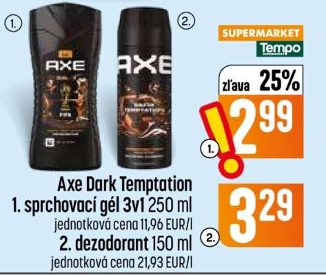 Axe Dark Temptation Sprchovací gél 3v1 250 ml