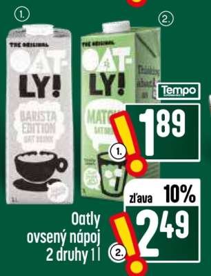 Oatly Ovesný nápoj 2 druhy 1l