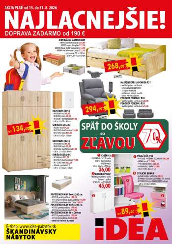 Leták IDEA nábytok - 15.8.2026 - 31.8.2026.