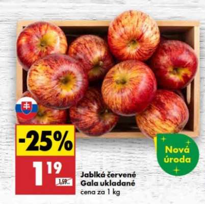Jablká červené Gala ukladané