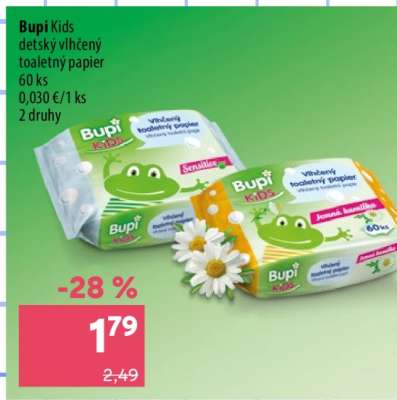 Bupi Kids detský vlhčený toaletný papier
