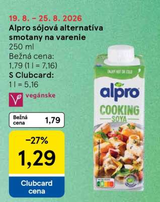 Alpro sójová alternatíva smotany na varenie