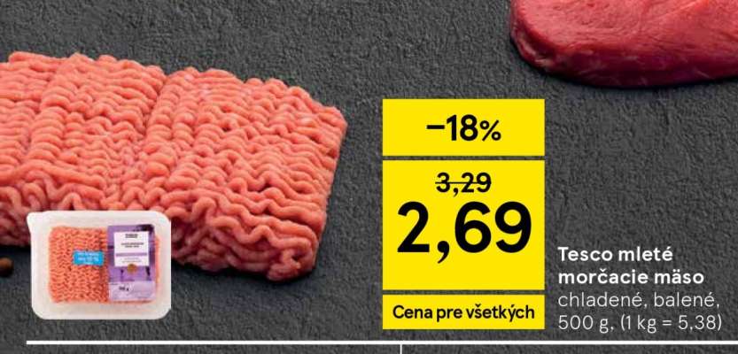 Tesco mleté morčacie mäso