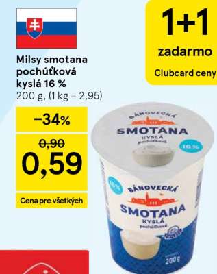 Milsy smotana pochúťková kyslá 16 %