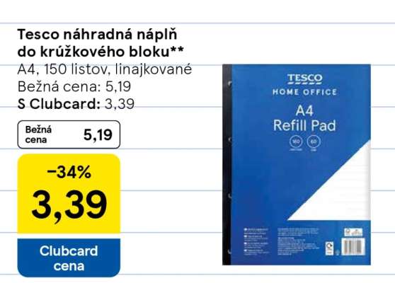 Tesco náhradná náplň do krúžkového bloku**