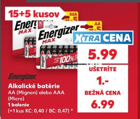 ENERGIZER Alkalické batérie