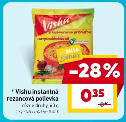Vishu instantná rezancová polievka
