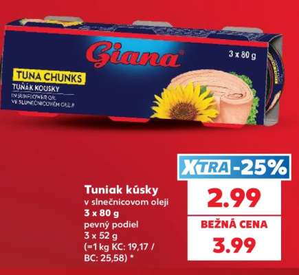 Tuniak kúsky v slnečnicovom oleji 3 x 80 g