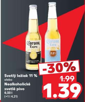 Svetlý ležiak 11 % alebo Nealkoholické svetlé pivo