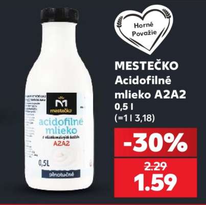 MESTEČKO Acidofilné mlieko A2A2