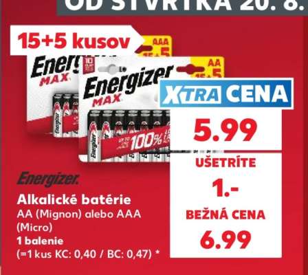 ENERGIZER Alkalické batérie