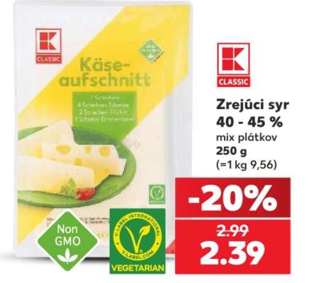 Zrejúci syr 40 - 45 % mix plátkov 250 g