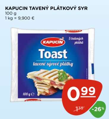 Kapucín tavený plátkový syr