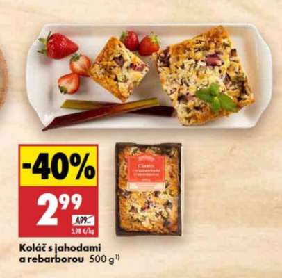 Koláč s jahodami a rebarborou 500 g