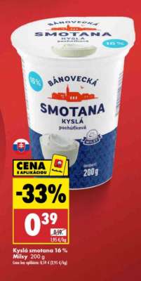 Kyslá smotana 16 % Milsy 200 g