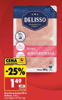 Bravčová šunka 90 % Delisso 200 g