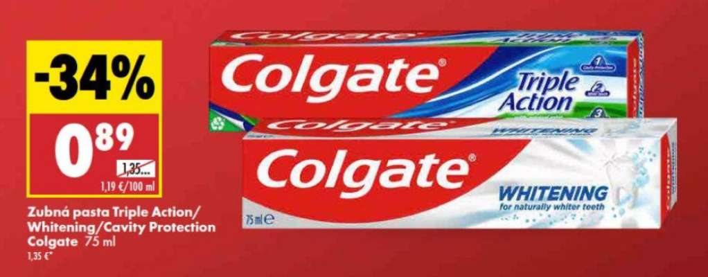 Zubná pasta Triple Action/Whitening/Cavity Protection Colgate 75 ml